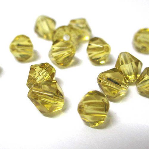 20 perles  jaune toupies en verre 6mm 