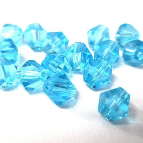 20 perles bleu ciel toupies en verre 6mm 