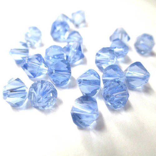 20 perles bleu clair toupies en verre 6mm 