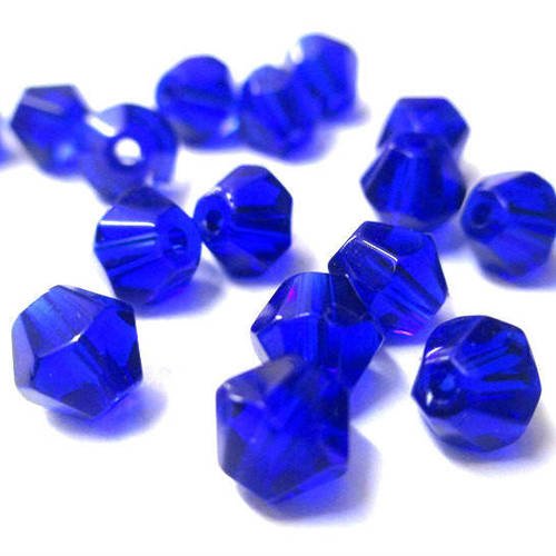 20 perles bleu foncé toupies en verre 6mm 