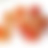 10 perles orange et blanc transparent mouchetée  8mm 