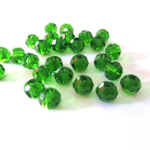50 perles rondelle à facettes vert bouteille en verre 4mm