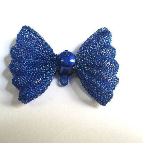 1 connecteur noeud papillon bleu foncé en chaîne de bowknot 37x25mm 
