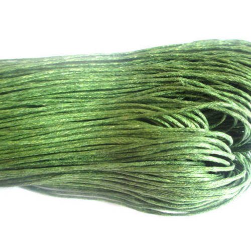 20 mètres fil coton ciré vert olive  0.7mm 