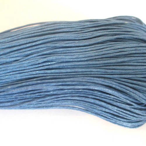 10 mètres fil coton ciré bleu azur 0.7mm 
