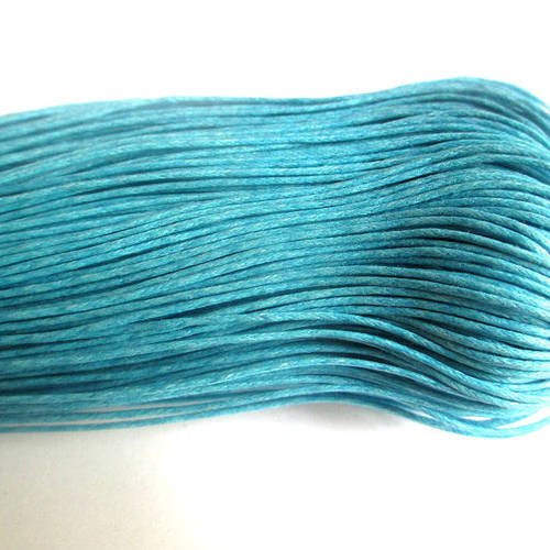 20 mètres fil coton ciré bleu turquoise 0.7mm 