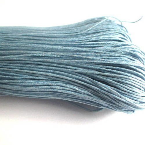 10 mètres fil coton ciré bleu clair 0.7mm 