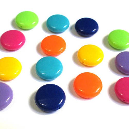 14 perles palets acrylique mélange de couleurs 14x5mm 