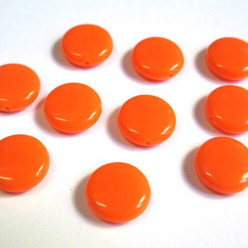10 perles palets acrylique orange 14x5mm 