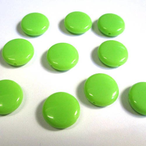 10 perles palets acrylique vert 14x5mm 