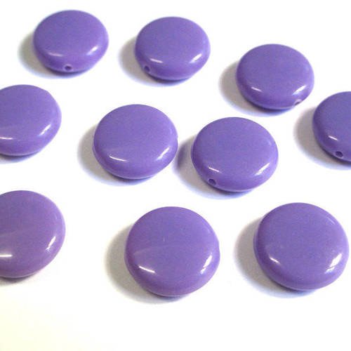 10 perles palets acrylique violet 14x5mm 