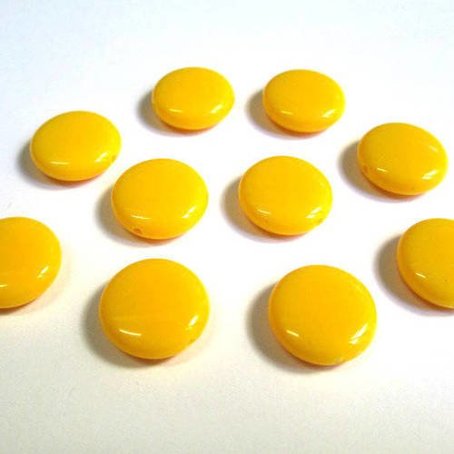 10 perles palets acrylique jaune 14x5mm 
