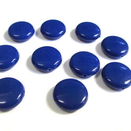 10 perles palets acrylique bleu foncé 14x5mm 