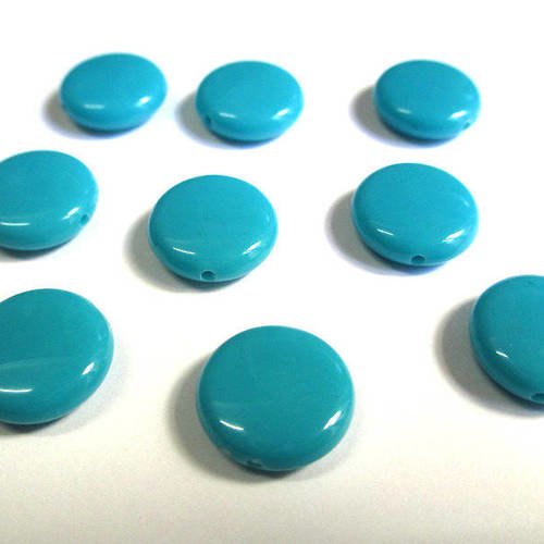 10 perles palets acrylique bleu 14x5mm 