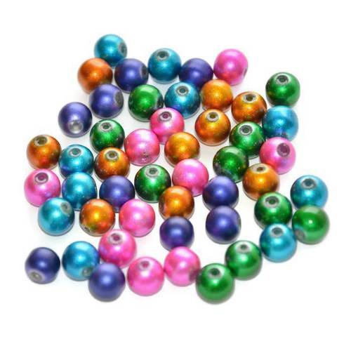 50 perles mélange de couleurs brillant en verre 8mm 