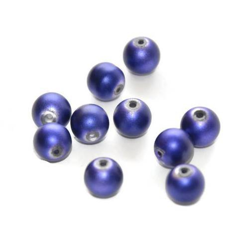 10 perles violet brillant en verre 8mm 