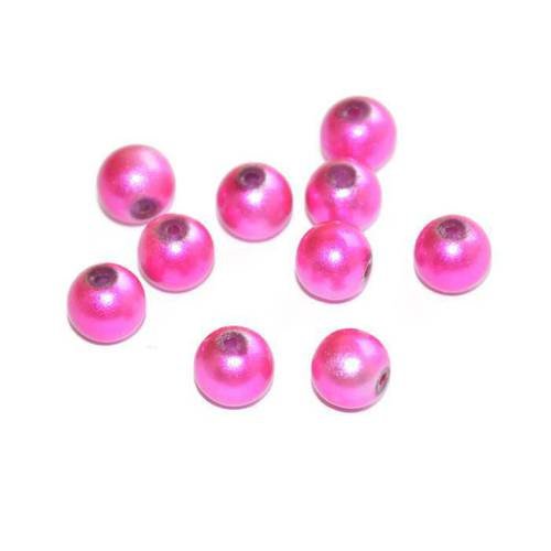 10 perles rose brillant en verre 8mm 