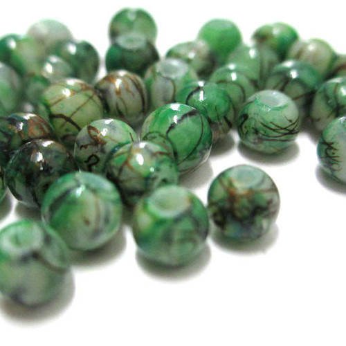 20 perles vert tréfilé marron en verre peint 4mm (a-11) 