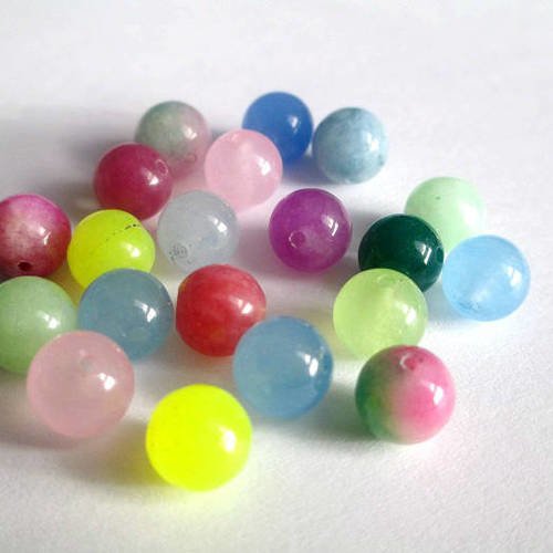 20 perles jade naturelle mélange de couleur 8mm (lot 2) 