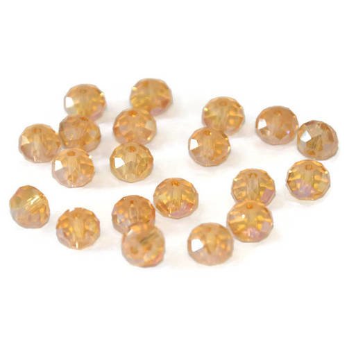 10 perles cristal jaune rondelle irisé a facette 6x8mm 