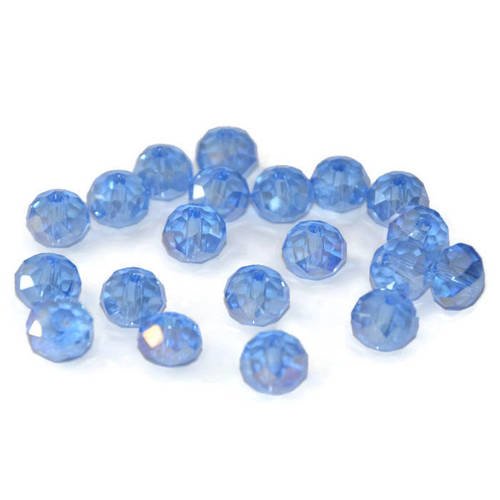 10 perles cristal bleu rondelle irisé a facette 6x8mm 