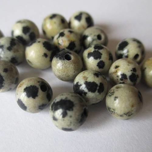 20 perles dalmatien pierre naturelle jaspe 6mm 