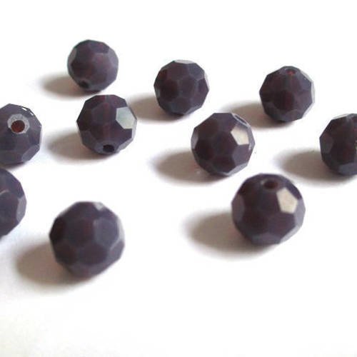 10 perles ronde cristal  violet a facette 8mm 