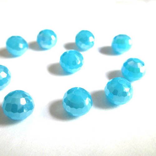 10 perles ronde cristal ab  bleu a facette 8mm 