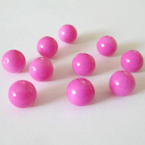 10 perles rose en verre peint 8mm 