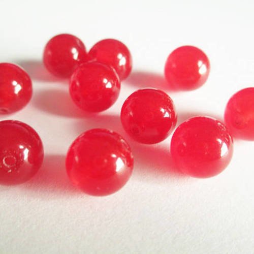 10 perles jade naturelle rouge 10mm 