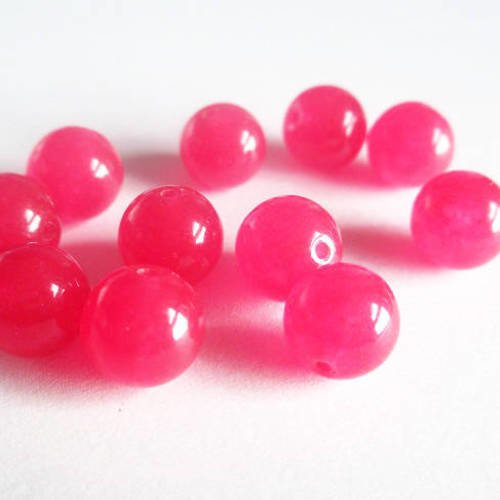 10 perles jade naturelle rose vif 10mm 