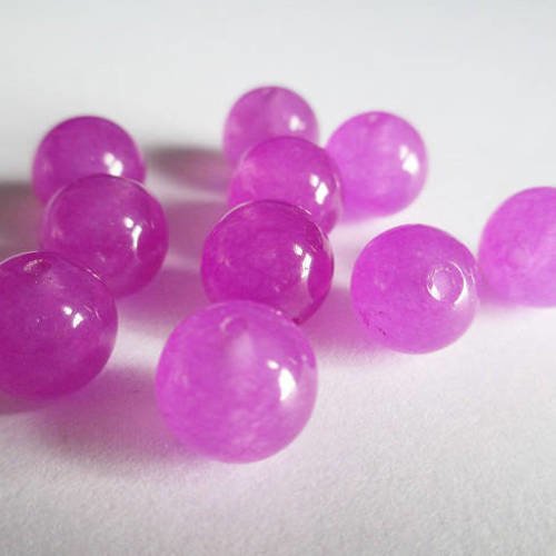10 perles jade naturelle violet 10mm 