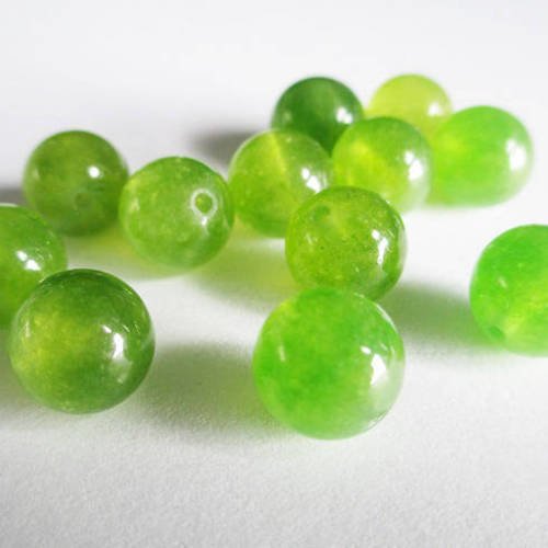 10 perles jade naturelle vert 10mm 