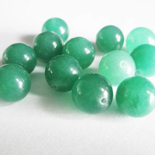 10 perles jade naturelle vert foncé 10mm 