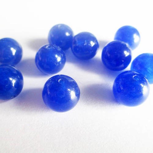 10 perles jade naturelle bleu foncé 10mm 
