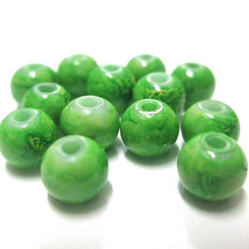 20 perles vert marbré 6mm 
