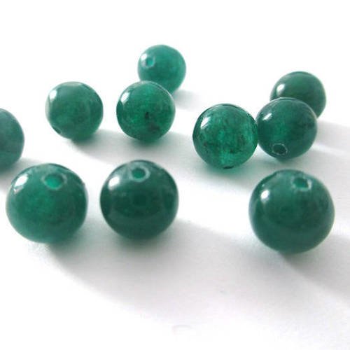10 perles jade naturelle vert foncé 8mm (24) 