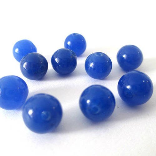 10 perles jade naturelle bleu foncé 8mm (21) 
