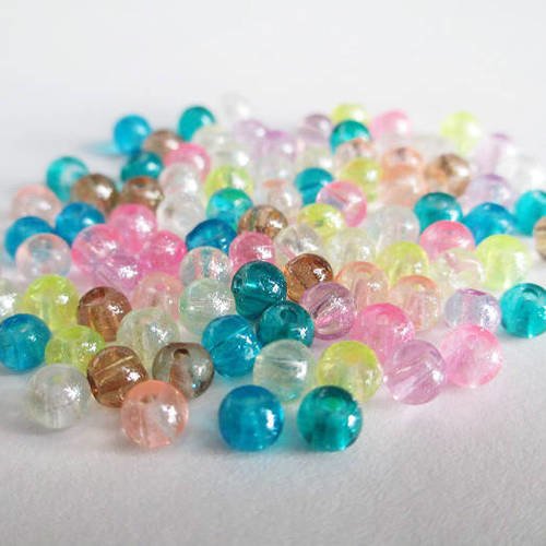 90 perles brillant en verre mélange de couleur 4mm 