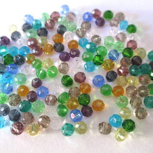 140 perles rondelle à facettes mélange de couleur en verre 4mm 