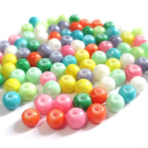 100 perles craqué en verre mélange de couleur 4mm 
