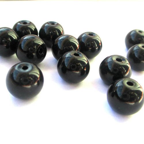 20 perles noire en verre 10mm (g-35) 