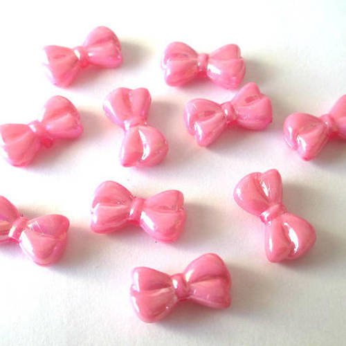10 perles  papillon acrylique couleur rose 18x10x6 mm 