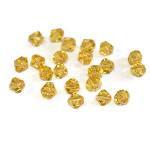 20 perles toupies en verre jaune clair 6mm 