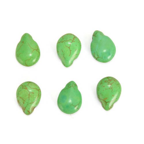 6 perles gouttes turquoise vert  14x10mm 