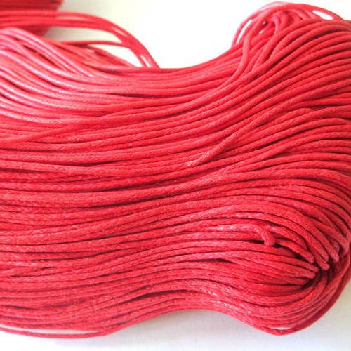 10 mètres fil coton ciré rouge 1.5mm 