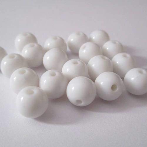 50 perles acrylique blanc  8mm 