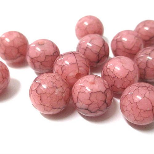 10 perles imitation howlite rondes en acrylique rose 12mm (a-33) 