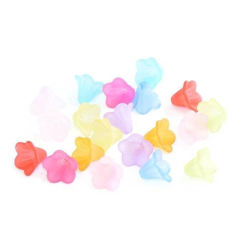 20 perles forme fleur en acrylique mélange de couleur 10x14mm 