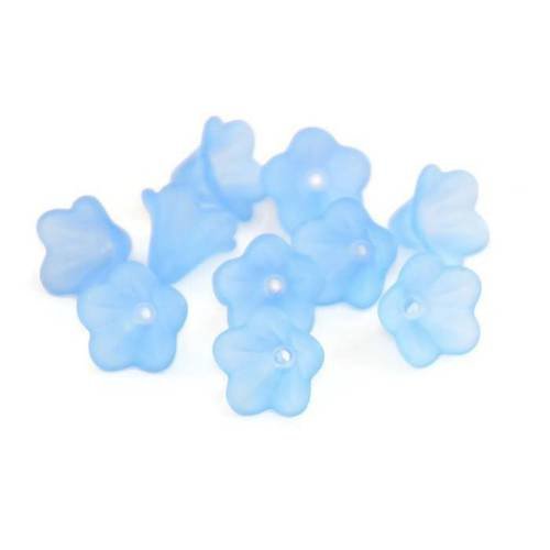 10 perles forme fleur en acrylique couleur bleu  10x14mm 
